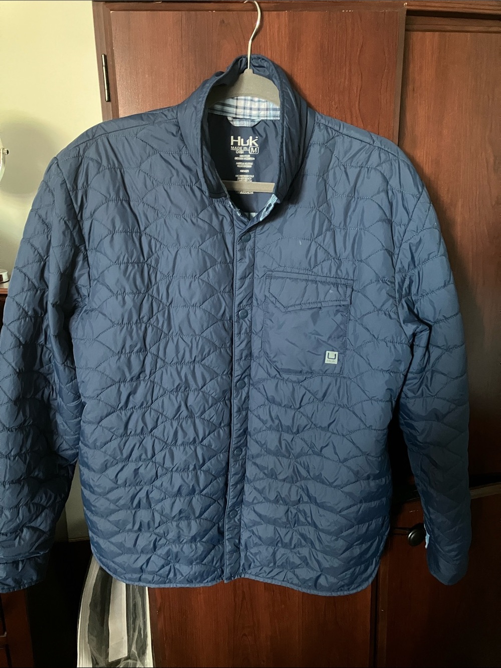 Huk Men's Quilted Jacket in Slate Blue